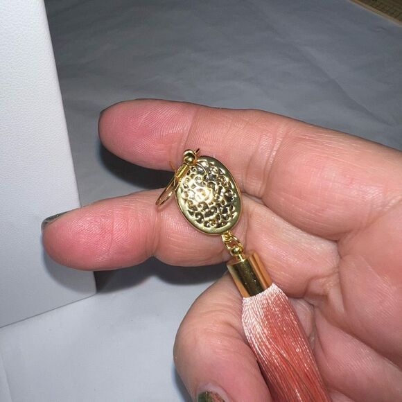 Boho Drusy Tassel Earrings - Picture 9 of 9